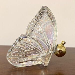 Vintage 1970s Avon Butterfly Gold Iridescent Glass Perfume Cologne Bottle